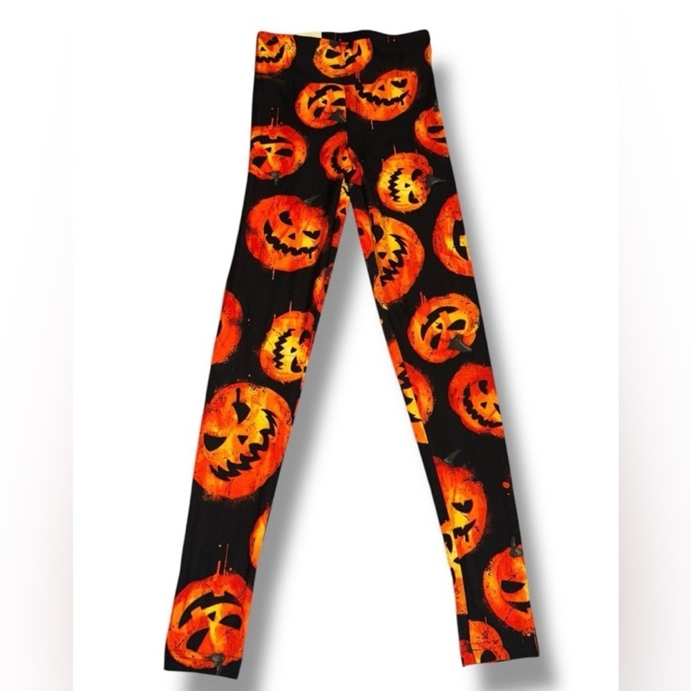 No Boundaries Orange Pumpkin Print Leggings XXS/XS- NWT